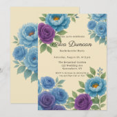 Blue Peony & Fig Paarse Roos vrijgezellenfeest Kaart (Voorkant / Achterkant)