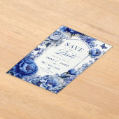 Blue Peony Floral Acryl Uitnodigingen (Laagn)