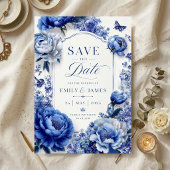 Blue Peony Floral Save The Date