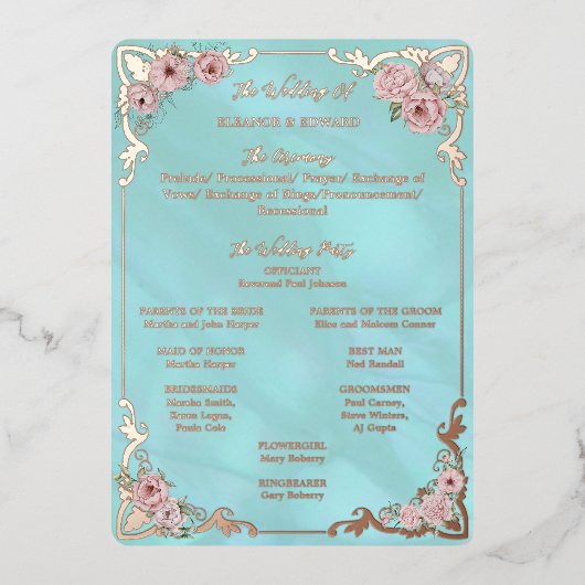  Blue Peony Folie Programma Kaart (Voorkant)