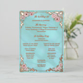  Blue Peony Folie Programma Kaart (Staand Voorkant)