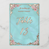 Blue Peony Folie Tafelnummer Kaart (Voorkant)