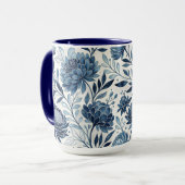 Blue Peony Garden Watercolor Mok (Voorkant links)