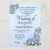 Blue Peony on Blue Wedding Suite Invitation  Briefkaart (Voorkant)
