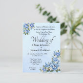 Blue Peony on Blue Wedding Suite Invitation  Briefkaart (Staand voorkant)