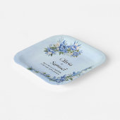 Blue Peony op Blue 7" Square Papieren Bordje (Gebogen)