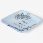 Blue Peony op Blue 9" Square Papieren Bordje (Gebogen)