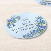 Blue Peony op Blue Laat mijn Drink! Ronde Kartonnen Onderzetter (Gebogen)