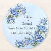 Blue Peony op Blue Laat mijn Drink! Ronde Kartonnen Onderzetter (Voorkant)