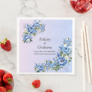 Blue Peony op Mauve Wedding Suite Servet