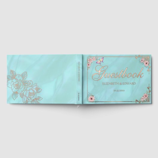  Blue Peony Wedding Folie Guestbook Gastenboek (Volledig)