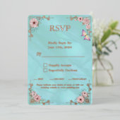  Blue Peony Wedding Folie RSVP Response Kaart (Staand Voorkant)