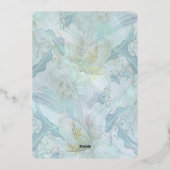 Blue Peony Wedding Folie Uitnodiging (Achterkant)