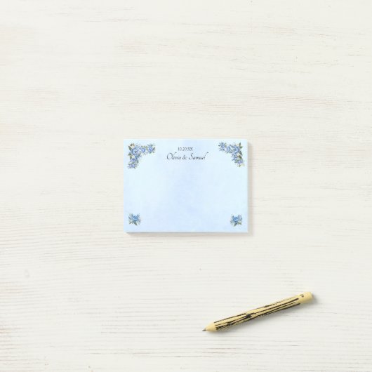 Blue Peony Wedding Suite Post-It Notes (Op bureau)