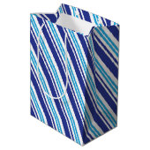 Blue Peppermint Stripe Medium Cadeauzakje (Achterkant Gekanteld)