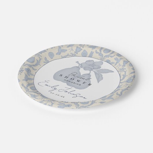 Blue Perfect Pear Vrijgezellenfeest Papier Borden Papieren Bordje (Gekanteld)