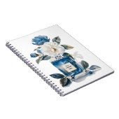 Blue Perfume Bottle Waterverf Floral Notitieboek (Rechterzijde)