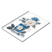 Blue Perfume Bottle Waterverf Floral Notitieboek (Linkerzijde)