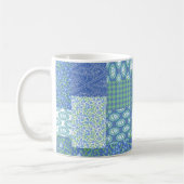Blue Periwinkle Floral Boho Faux Patchwork Patroon Koffiemok (Links)