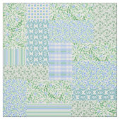 Blue Periwinkle Flowers  Faux Patch Pattern Stof (Swatch)