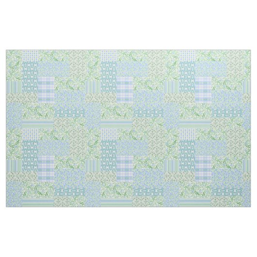 Blue Periwinkle Flowers  Faux Patch Pattern Stof (Fat Quarter)