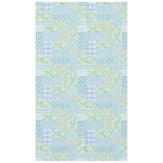 Blue Periwinkle Flowers  Faux Patch Pattern Tafelkleed (Voorkant)