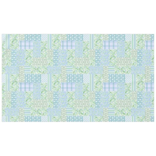 Blue Periwinkle Flowers  Faux Patch Pattern Tafelkleed (Voorkant (Horizontaal))
