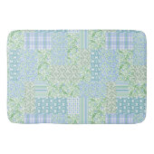 Blue Periwinkle Flowers Faux Patchwork Badmat (Voorkant)
