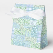 Blue Periwinkle Flowers Faux Patchwork Bedankdoosjes (Voorkant Zijde)