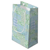 Blue Periwinkle Flowers Faux Patchwork Klein Cadeauzakje (Achterkant Gekanteld)