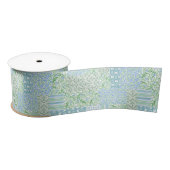Blue Periwinkle Flowers  Faux Patchwork Satijnen Lint (Spoel)