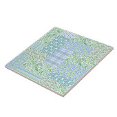 Blue Periwinkle Flowers  Faux Patchwork Tegeltje (Zijkant)