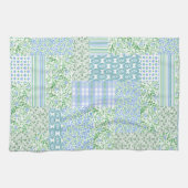 Blue Periwinkle Flowers  Faux Patchwork Theedoek (Horizontaal)