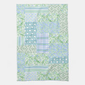 Blue Periwinkle Flowers  Faux Patchwork Theedoek (Verticaal)