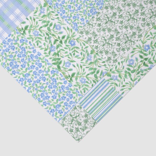 Blue Periwinkle Flowers  Faux Patchwork Tissuepapier (Detail)