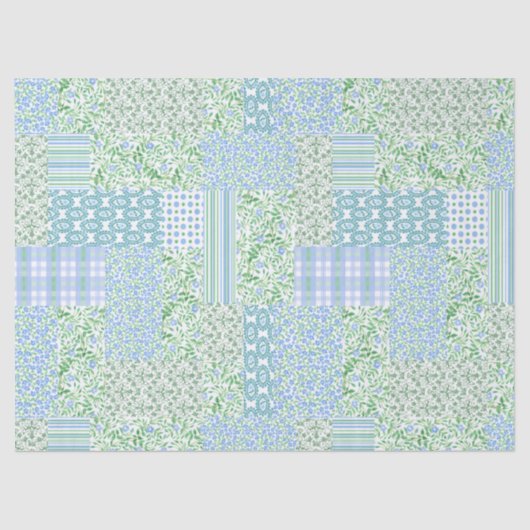 Blue Periwinkle Flowers  Faux Patchwork Tissuepapier (Voorkant)