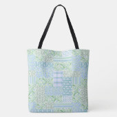 Blue Periwinkle Flowers  Faux Patchwork Tote Bag (Achterkant)