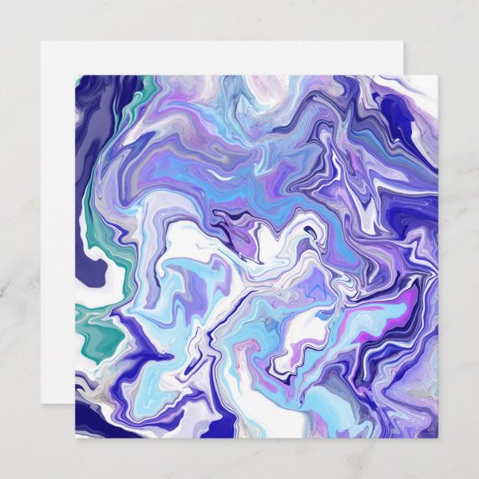 Blue Periwinkle Marble Fluid Art Kaart (Voorkant / Achterkant)