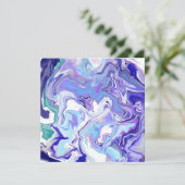 Blue Periwinkle Marble Fluid Art Kaart (Staand voorkant)