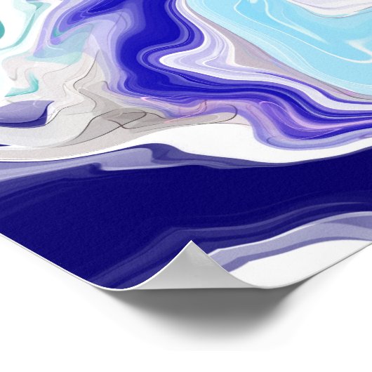 Blue Periwinkle Marble Fluid Art Poster (Hoek)