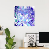 Blue Periwinkle Marble Fluid Art Poster (Thuiskantoor)