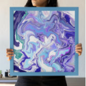 Blue Periwinkle Marble Fluid Art Poster