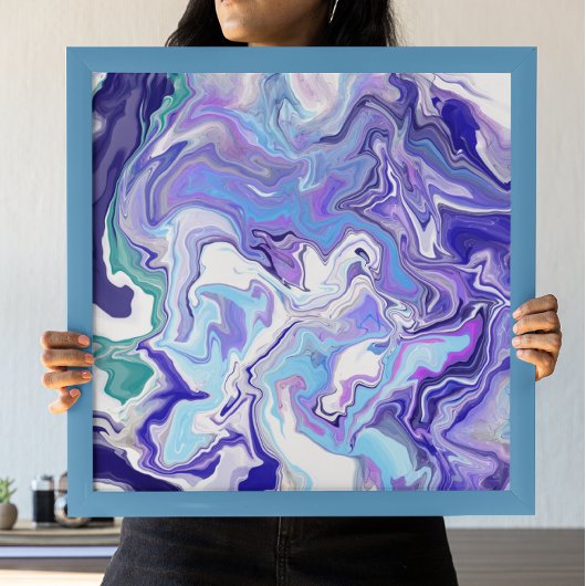 Blue Periwinkle Marble Fluid Art Poster