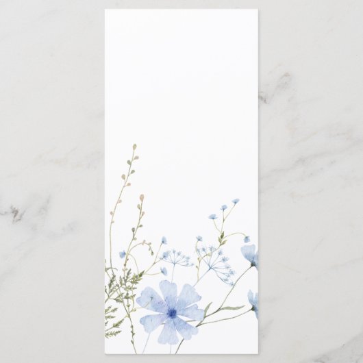 Blue Periwinkle Wildflower Wedding Flat Menu (Achterkant)