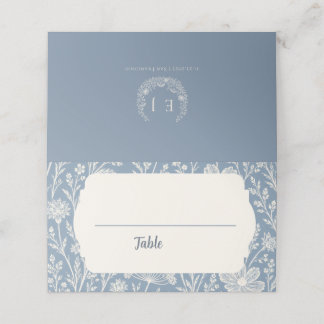 Blue Periwinkle Wildflower Wedding Place Card Plaatskaartje