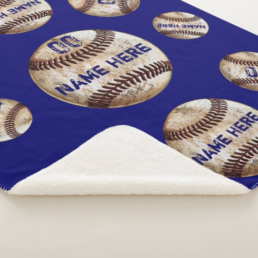 Blue Personal Baseball Throw Blanket, Sherpa (3/4)