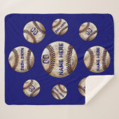 Blue Personal Baseball Throw Blanket, Sherpa (Voorkant (horizontaal))