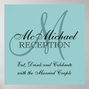 Blue Personalised Wedding Reception Sign Poster