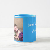 Blue personalize FOTO TEMPLATE Gift Coffee Mok (Midden)
