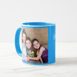 Blue personalize FOTO TEMPLATE Gift Coffee Mok